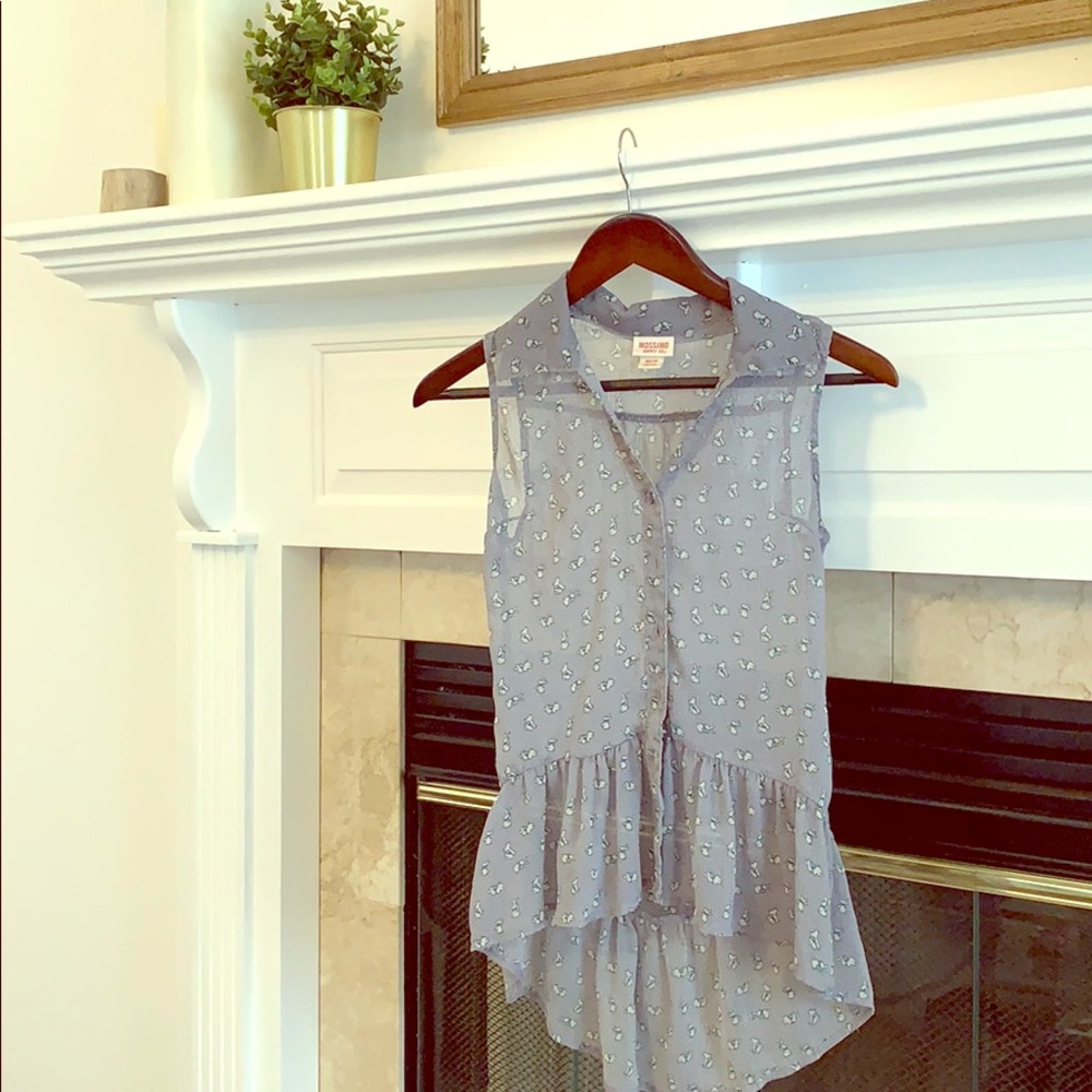 Grey bunny peplum button up